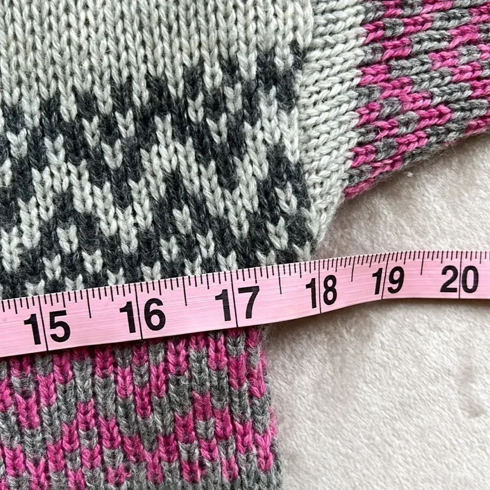 Northcrest Classic *Shawl Collar* Gray & Pink Wool Blend Sweater Sz M EUC
